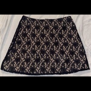 Vintage Jay Jacobs Mini Skirt Black Lace Over Nude Lining Size 9/10